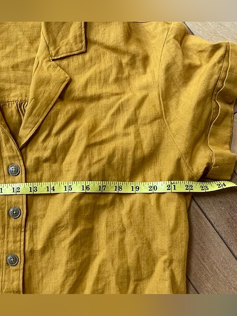 Pilcro Anthropologie Mustard Cotton Linen Button Front Utility Shirt Dress M - Picture 7 of 11